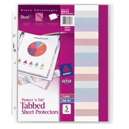 Avery Dennison Avery Protect n Tab Sheet Protectors Clear 8.5x11 5 Pk Heavy 74160 Pack Of 12 74160